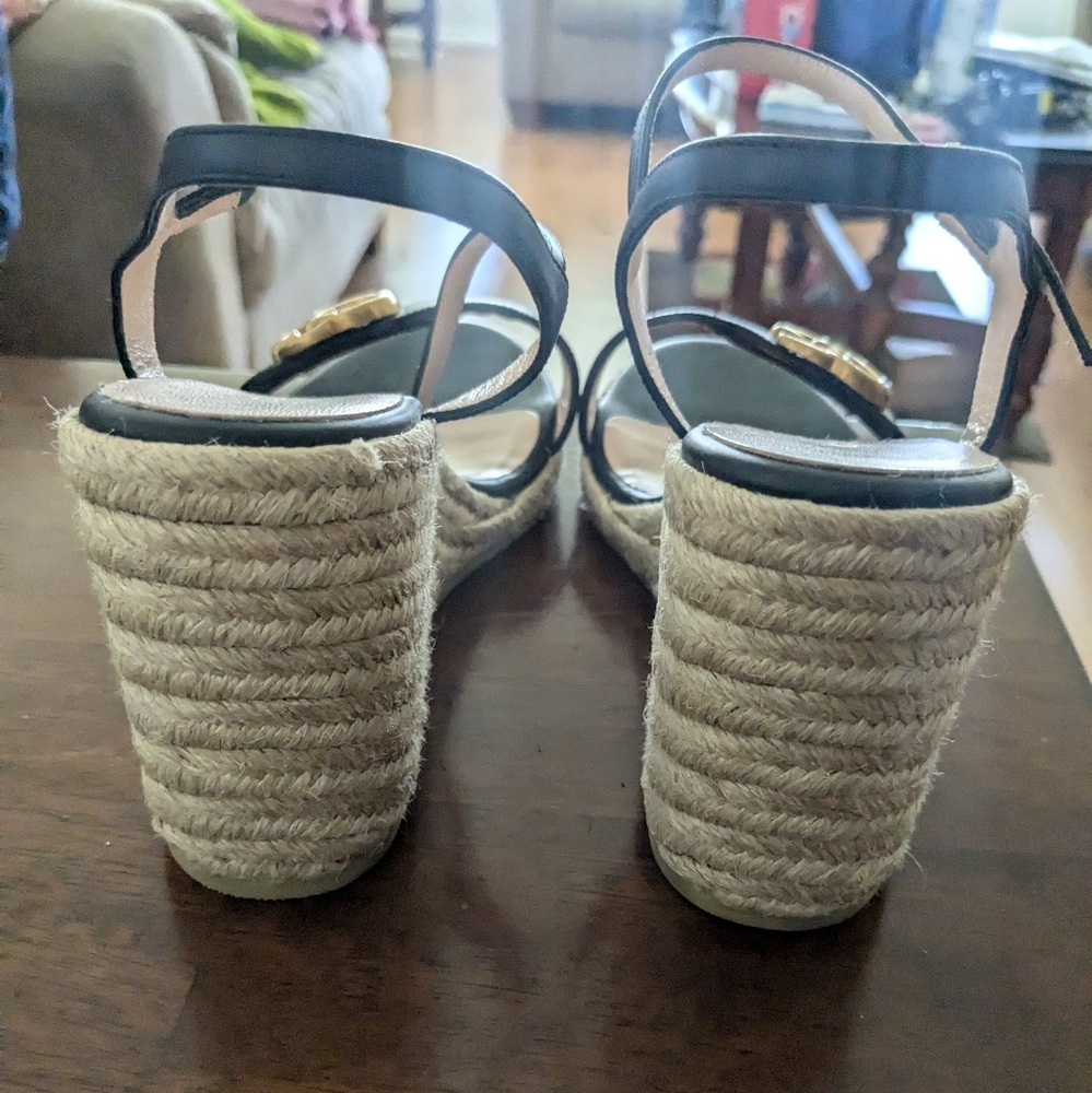 Women's Gucci Wedge Sandals-black - Picture 4 of 4
